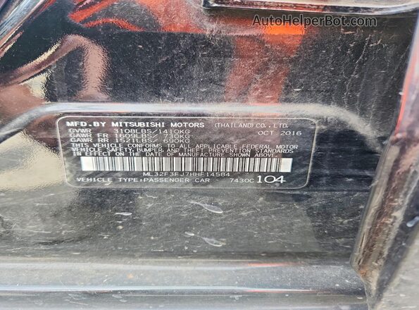 ML32F3FJ7HHF14584 2017 MITSUBISHI MIRAGE Black Շարժիչի բաժամունքի տեսք