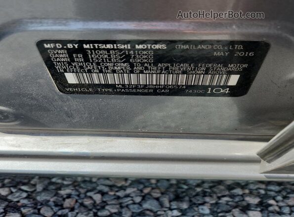 ML32F3FJ8HHF06574 2017 MITSUBISHI MIRAGE Gray ძრავის განყოფილების ხედი
