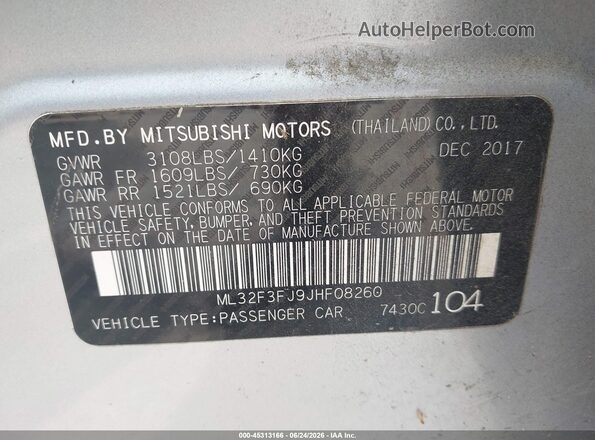 ML32F3FJ9JHF08260 2018 MITSUBISHI MIRAGE G4 Silver Widok komory silnika