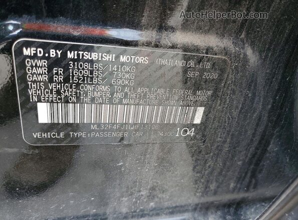 ML32F4FJ1LHF13106 2020 MITSUBISHI MIRAGE Black Вид підкапотного простору