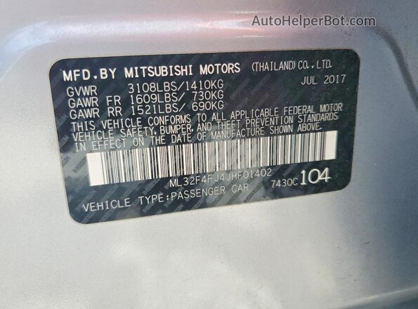 ML32F4FJ4JHF01402 2018 MITSUBISHI MIRAGE Silver Շարժիչի բաժամունքի տեսք