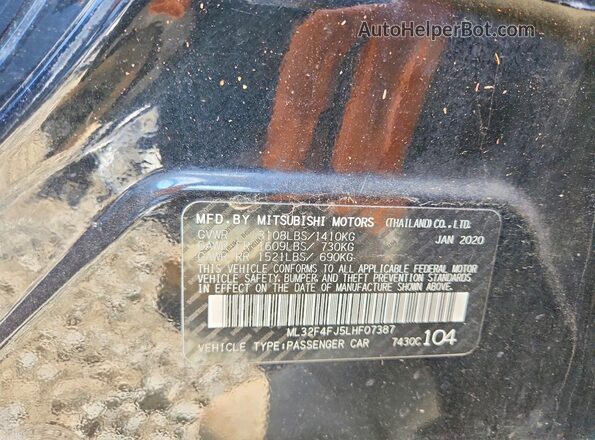 ML32F4FJ5LHF07387 2020 MITSUBISHI MIRAGE Black VIN sticker view