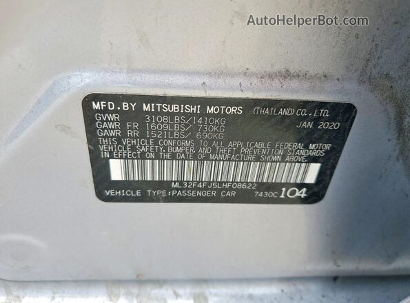 ML32F4FJ5LHF08622 2020 MITSUBISHI MIRAGE Silver 