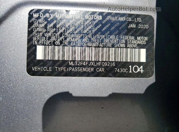 ML32F4FJXLHF09216 2020 MITSUBISHI MIRAGE Silver Շարժիչի բաժամունքի տեսք