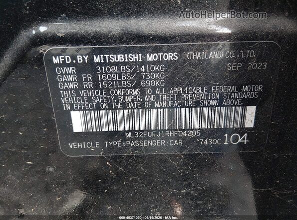 ML32FUFJ1RHF04205 2024 MITSUBISHI MIRAGE G4 Black Widok komory silnika
