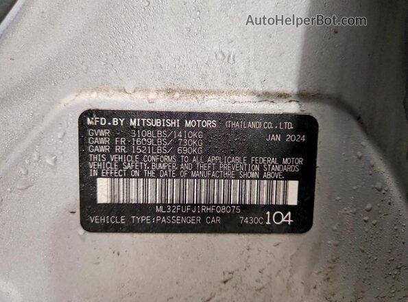 ML32FUFJ1RHF08075 2024 MITSUBISHI MIRAGE Silver 