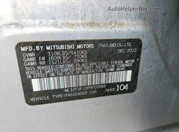 ML32FUFJ3PHF03568 2023 MITSUBISHI MIRAGE Silver Вид підкапотного простору