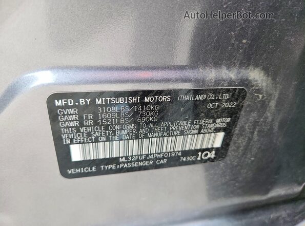 ML32FUFJ4PHF01974 2023 MITSUBISHI MIRAGE Gray ძრავის განყოფილების ხედი