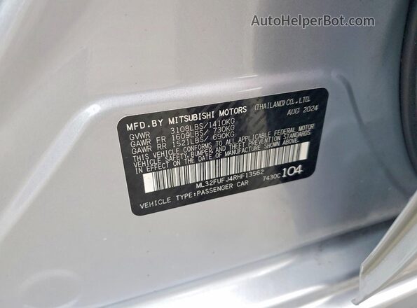 ML32FUFJ4RHF13562 2024 MITSUBISHI MIRAGE Silver ძრავის განყოფილების ხედი