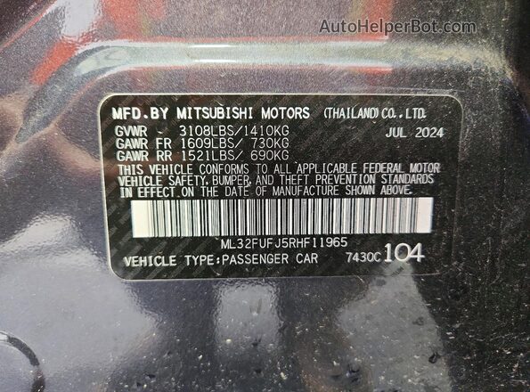 ML32FUFJ5RHF11965 2024 MITSUBISHI MIRAGE Gray 