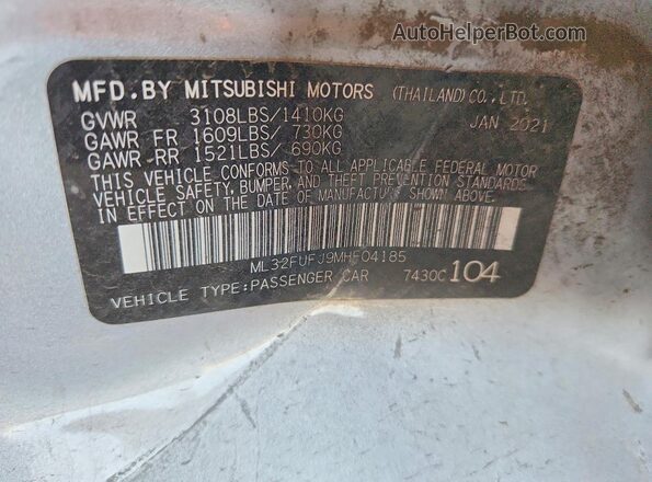 ML32FUFJ9MHF04185 2021 MITSUBISHI MIRAGE Silver 
