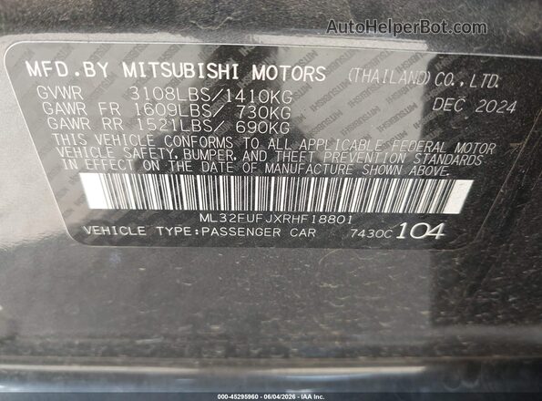 ML32FUFJXRHF18801 2024 MITSUBISHI MIRAGE G4 Gray Вид підкапотного простору