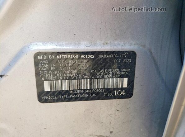 ML32FVFJ4RHF05063 2024 MITSUBISHI MIRAGE Серый Вид подкапотного пространства