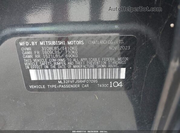 ML32FVFJ5RHF07095 2024 MITSUBISHI MIRAGE G4 Black ძრავის განყოფილების ხედი