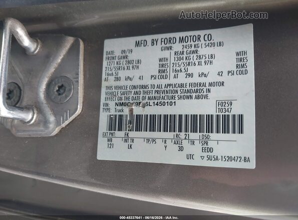 NM0GE9F26L1450101 2020 FORD TRANSIT CONNECT Beige Widok komory silnika
