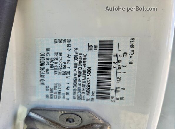 NM0GS9E22P1546890 2023 FORD TRANSIT White Вид наклейки з VIN-кодом