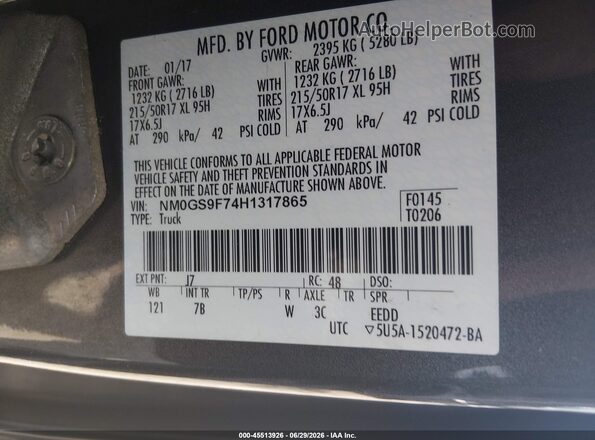 NM0GS9F74H1317865 2017 FORD TRANSIT CONNECT Black Widok komory silnika