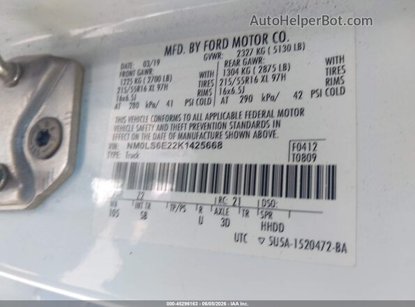 NM0LS6E22K1425668 2019 FORD TRANSIT CONNECT White Engine compartment view