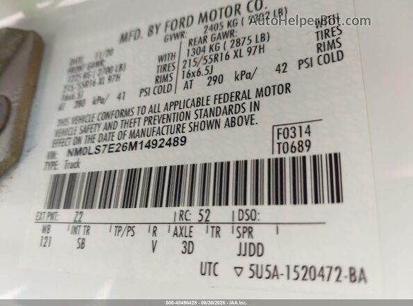 NM0LS7E26M1492489 2021 FORD TRANSIT CONNECT White Вид підкапотного простору