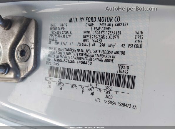 NM0LS7E29L1456438 2020 FORD TRANSIT CONNECT White Շարժիչի բաժամունքի տեսք