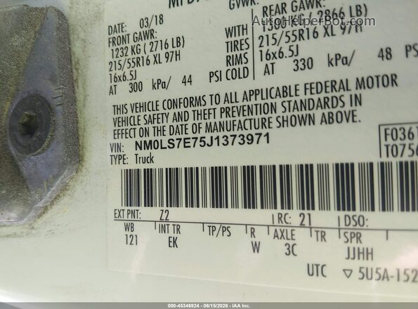 NM0LS7E75J1373971 2018 FORD TRANSIT CONNECT White Engine compartment view
