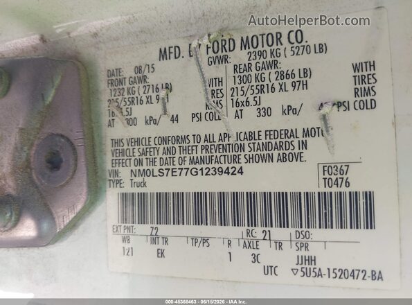 NM0LS7E77G1239424 2016 FORD TRANSIT CONNECT White 