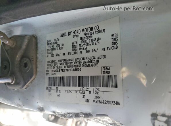 NM0LS7E77H1315595 2017 FORD TRANSIT White 