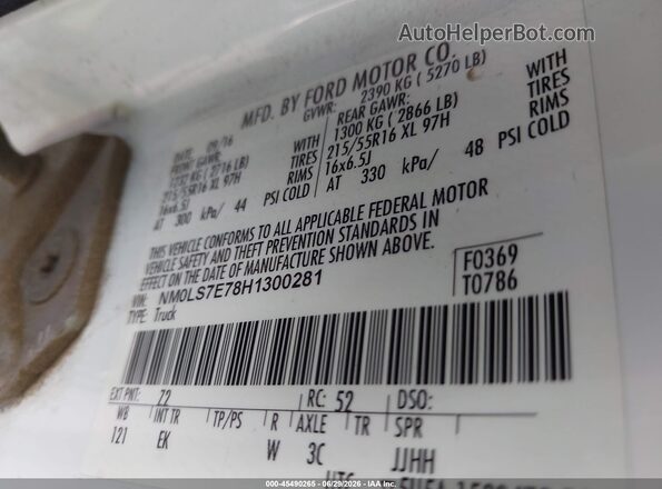 NM0LS7E78H1300281 2017 FORD TRANSIT CONNECT White Widok komory silnika