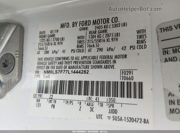 NM0LS7F77L1444282 2020 FORD TRANSIT CONNECT White Widok komory silnika