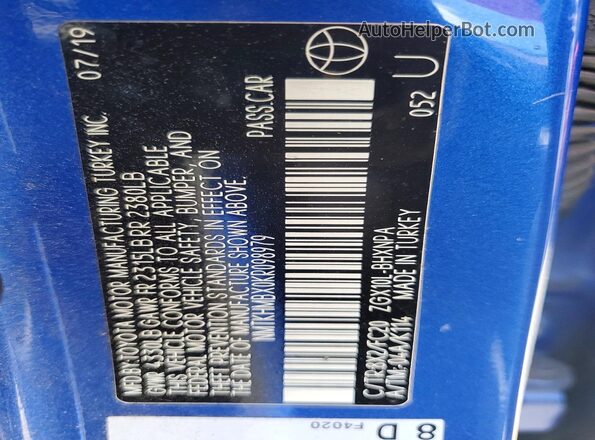 NMTKHMBX0KR098979 2019 TOYOTA C-HR Blue ძრავის განყოფილების ხედი