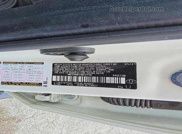 NMTKHMBX1MR129708 2021 TOYOTA C-HR White Շարժիչի բաժամունքի տեսք