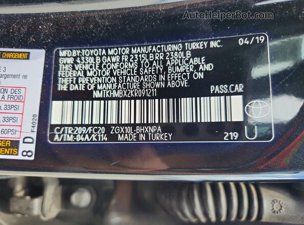 NMTKHMBX2KR091211 2019 TOYOTA C-HR Black Engine compartment view