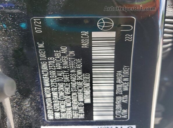NMTKHMBX2MR133833 2021 TOYOTA C-HR Black Widok naklejki z numerem VIN