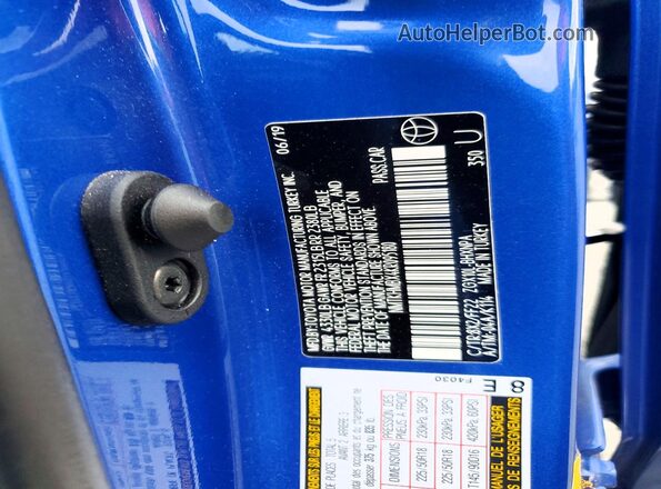 NMTKHMBX4KR095180 2019 TOYOTA C-HR Blue VIN კოდის სტიკერის ხედი