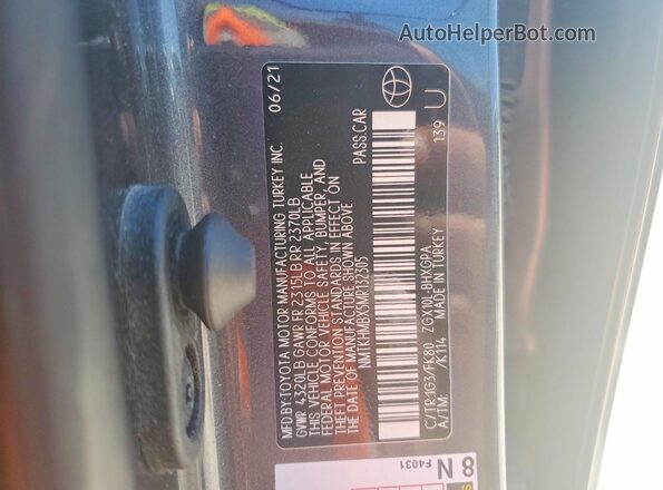 NMTKHMBX5MR132305 2021 TOYOTA C-HR Charcoal 
