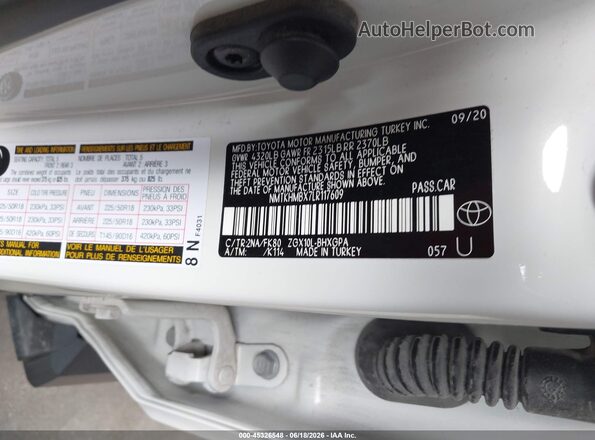 NMTKHMBX7LR117609 2020 TOYOTA C-HR White Vista del compartimento del motor