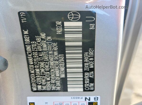 NMTKHMBX8LR104870 2020 TOYOTA C-HR Gray Engine compartment view