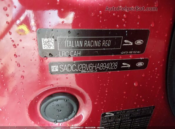 SADCJ2BV6HA894028 2017 JAGUAR F-PACE Red Вид підкапотного простору