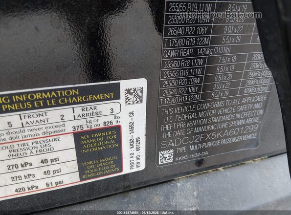 SADCJ2FX5KA601299 2019 JAGUAR F-PACE Black Widok komory silnika