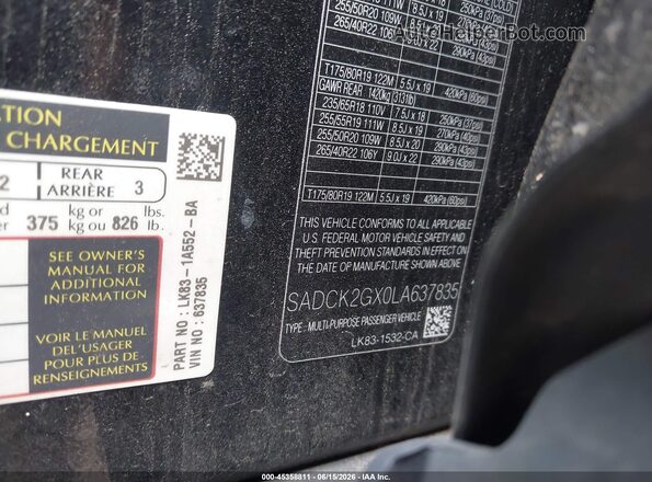 SADCK2GX0LA637835 2020 JAGUAR F-PACE Black Engine compartment view