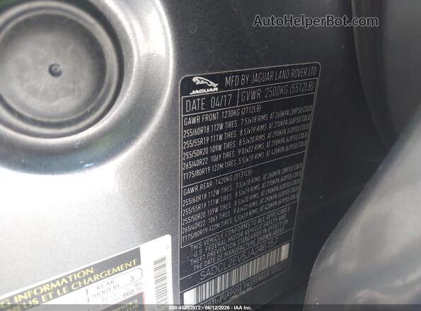 SADCL2EV5JA246157 2018 JAGUAR F-PACE Gray Engine compartment view
