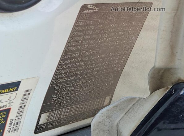 SADCL2EV9JA244847 2018 JAGUAR F-PACE White VIN sticker view