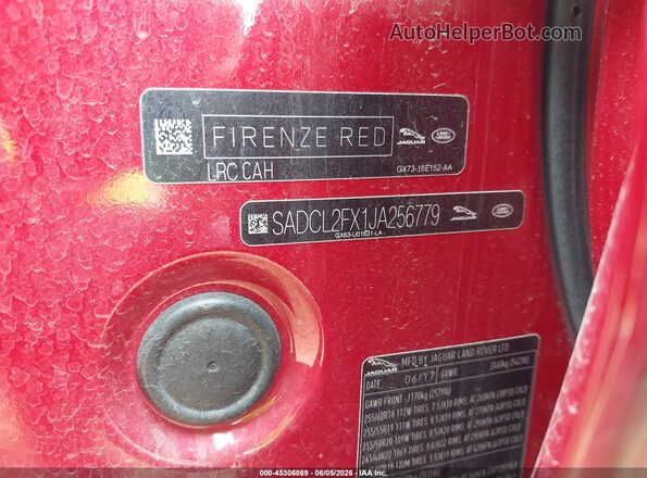 SADCL2FX1JA256779 2018 JAGUAR F-PACE Red Вид підкапотного простору