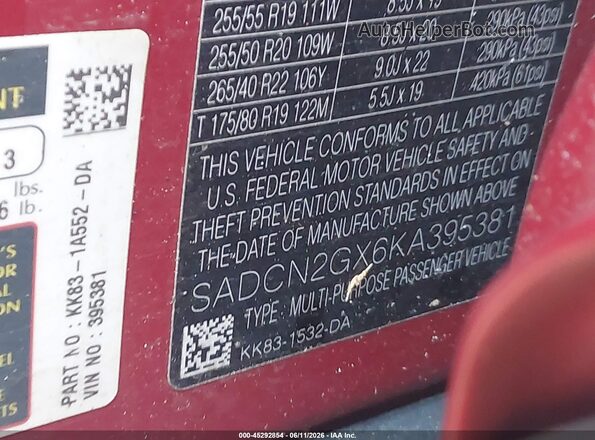 SADCN2GX6KA395381 2019 JAGUAR F-PACE Red Widok komory silnika