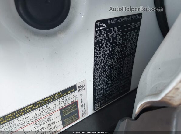 SADCS2FX4KA601792 2019 JAGUAR F-PACE White Вид підкапотного простору