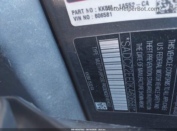 SADCZ2EE0KA606581 2019 JAGUAR F-PACE Gray Вид підкапотного простору