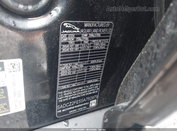 SADCZ2FE5SA750979 2025 JAGUAR F-PACE Black Vista del compartimento del motor