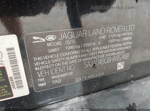 SAJAD4BG6HA952499 2017 JAGUAR XF Black Widok komory silnika