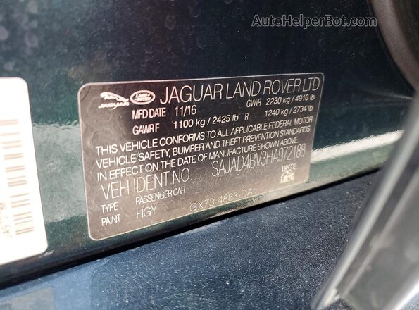 SAJAD4BV3HA972188 2017 JAGUAR XF Green 