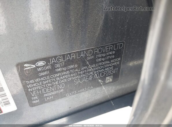 SAJAE4FX0JCP28341 2018 JAGUAR XF Gray 